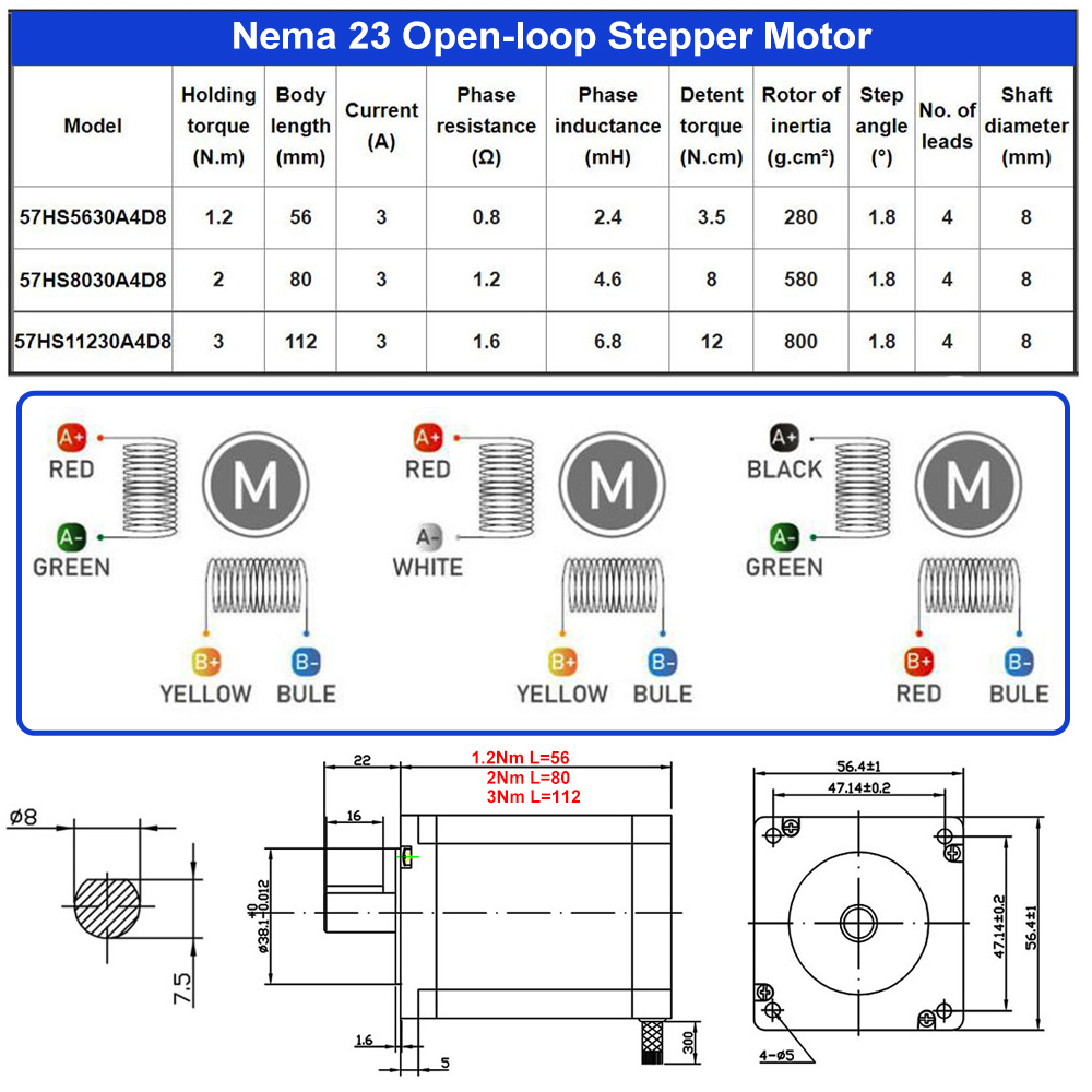 Комплект шагового двигателя Ne – обзор и цена Nema23 Stepper